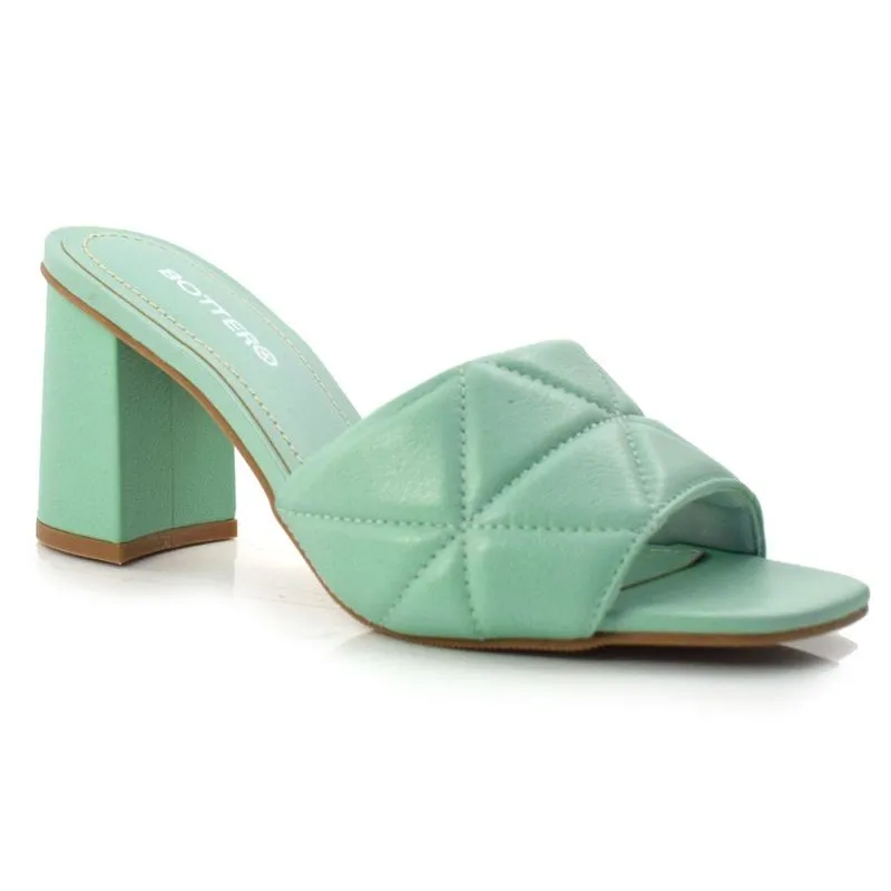 Tamanco Feminino de Couro e Salto Bloco Bottero Verde 330403 39