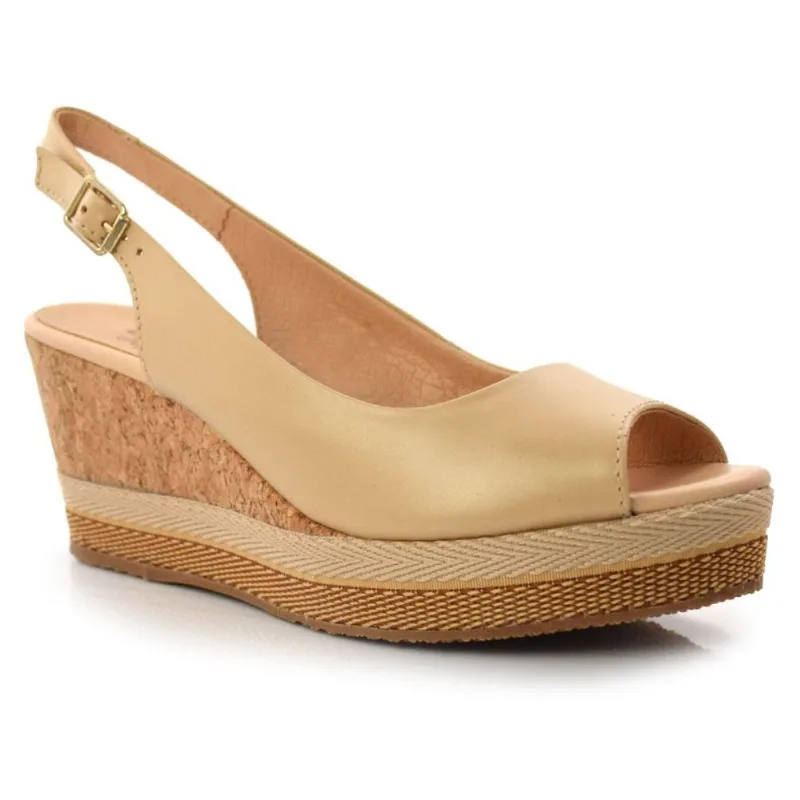 Sandália de Salto Anabela de Couro Bottero Creme 333228 37