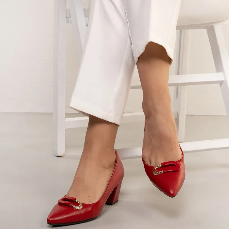 Sapato Feminino Scarpin Detalhe Kult Vermelho Vermelho - 34