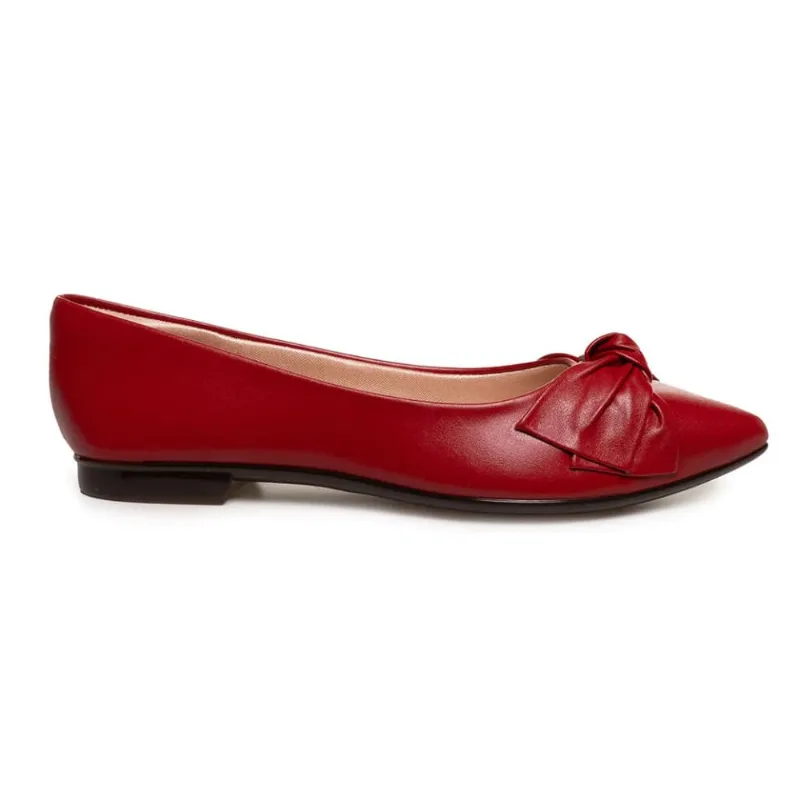 Sapatilha Kult Laço Bico Fino Feminina Vermelha Casual Vermelho - 35