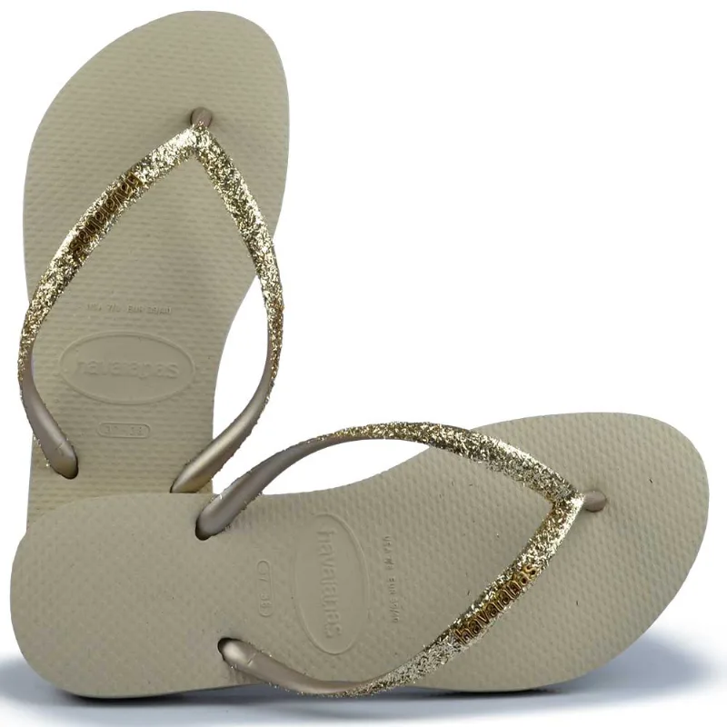 Chinelo Havaianas Feminino SLIM GLITER II 0154 AREIA 39/40