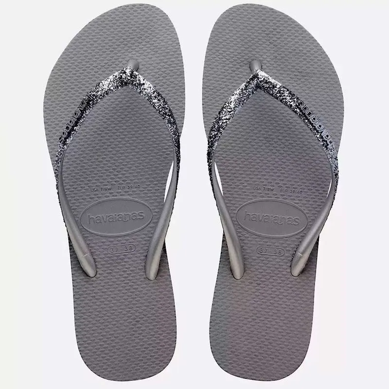Sandálias Havaianas Slim Glitter II Cinza Aço 41/42