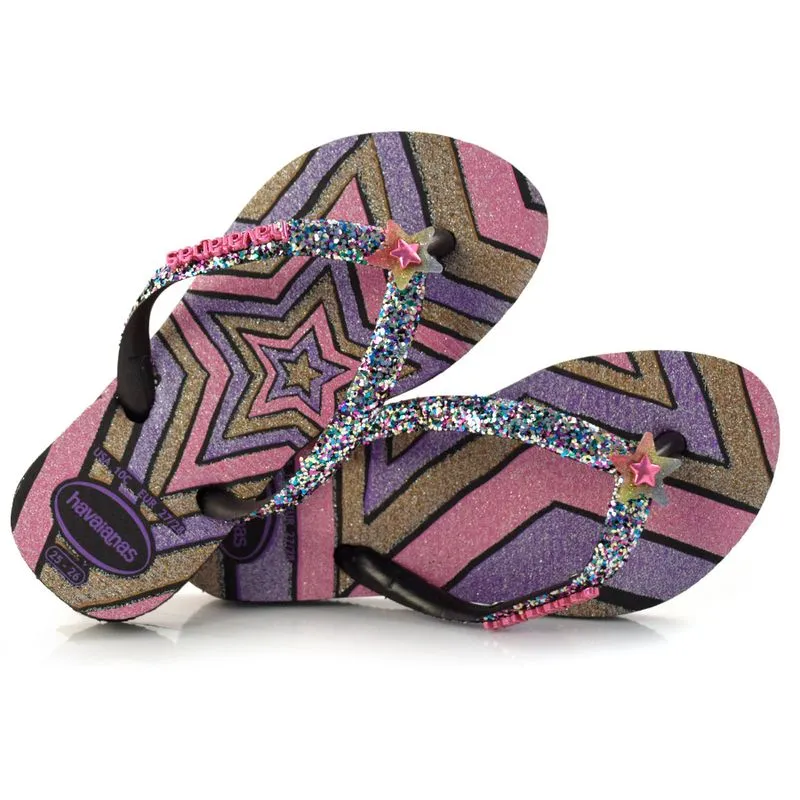 Chinelo Havaianas Infantil Slim Glitter Preto 4146976 27/28