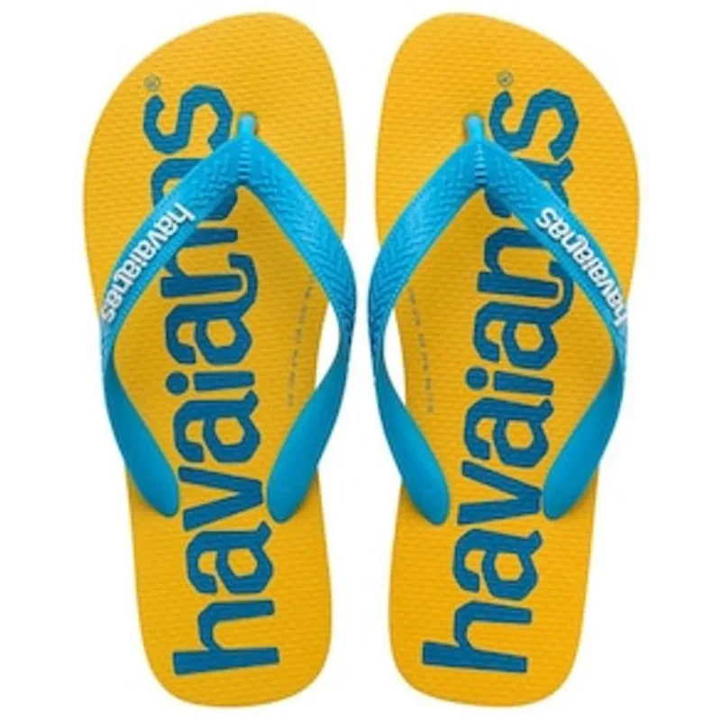 Chinelo Havaianas Top Logomania 2 - Amarelo/Bege/Azul - 37/38 Bege