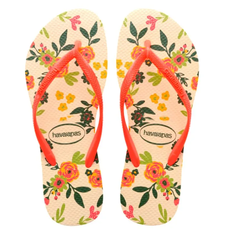 Chinelo Havaianas Slim Romance Bege 33/34