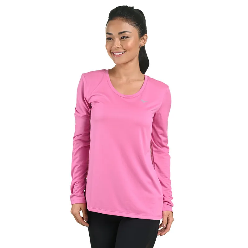 Camiseta Manga Longa de Corrida Feminina Mizuno Nirvana P Rosa
