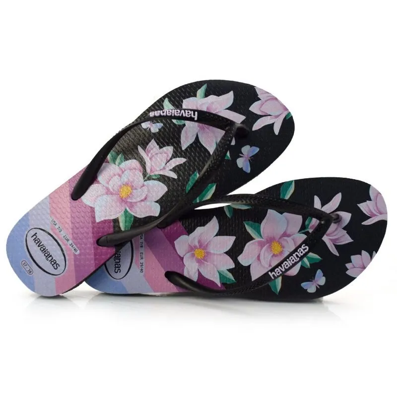 Chinelo Havaianas Slim Floral Preto 4129848 39/40