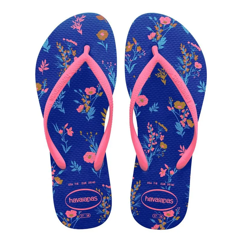 Chinelo Feminino Havaianas Slim Romance Azul/rosa - 33