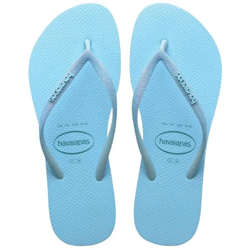 Sandália Havaianas Slim Glitter Neon Azul Water 33/34