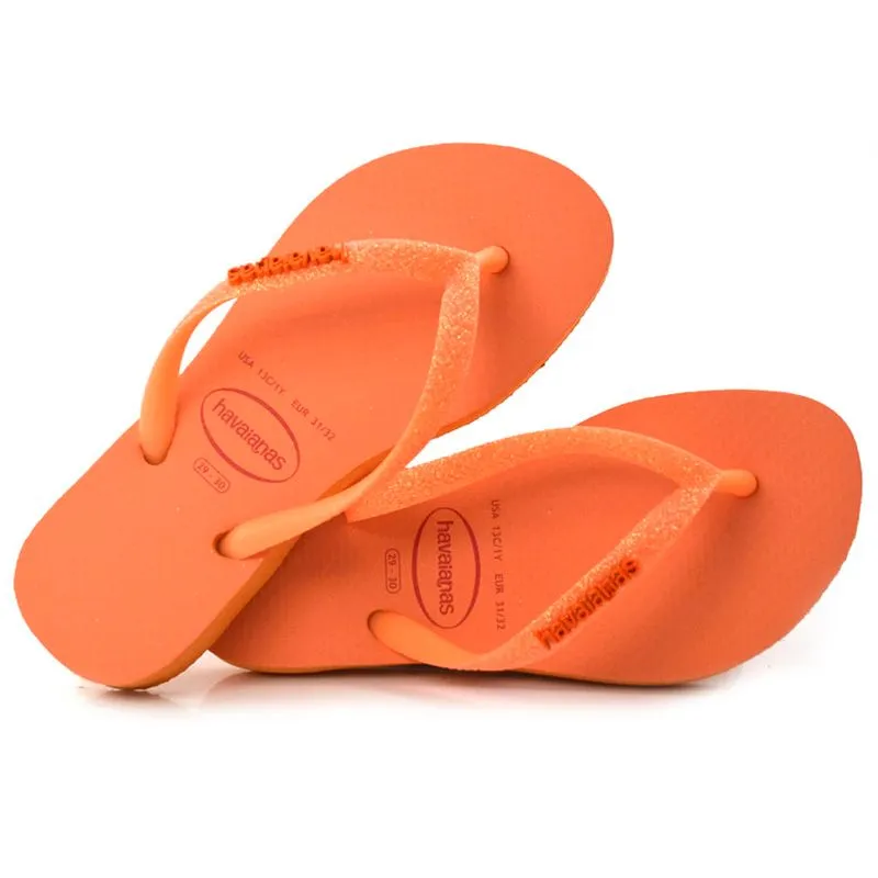 Chinelo Infantil Feminino Havaianas Glitter Neon Laranja 4147111 INF 29/30
