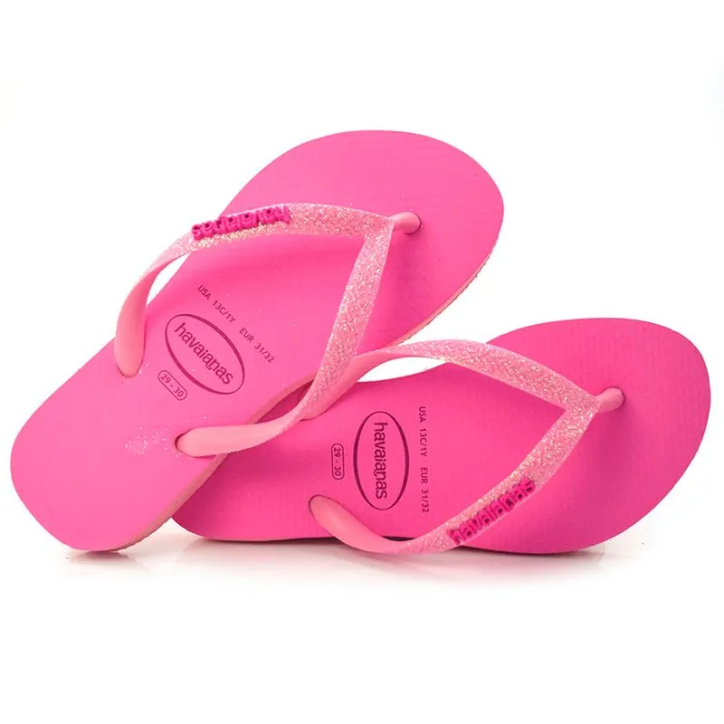Chinelo Infantil Feminino Havaianas Glitter Neon Rosa 4147111 INF 27/28