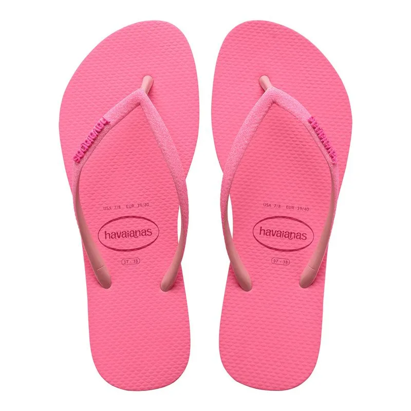 Chinelo Feminino Havaianas Slim Glitter Neon Rosa - 33
