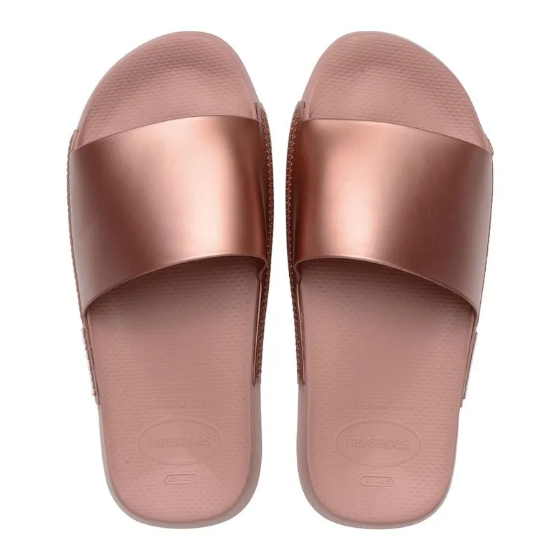 Chinelo Slide Feminino Havaianas Classic Metallic Rosa - 35