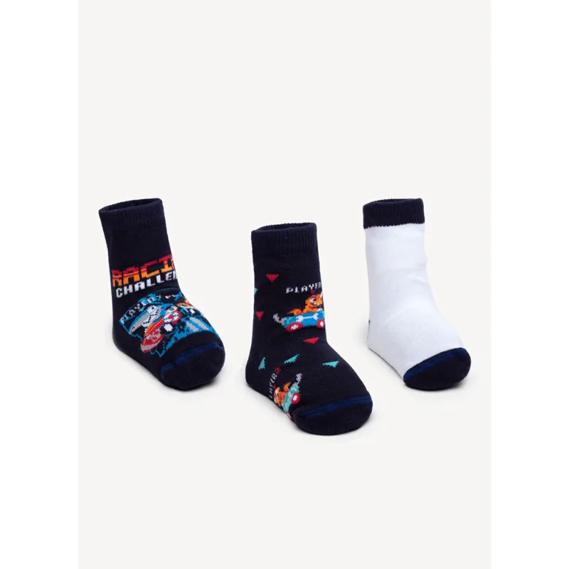 Kit com 3 meias Bebê Menino Tubarão