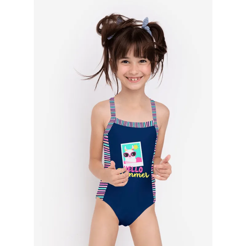 Maiô Menina Lhama Summer Azul 1