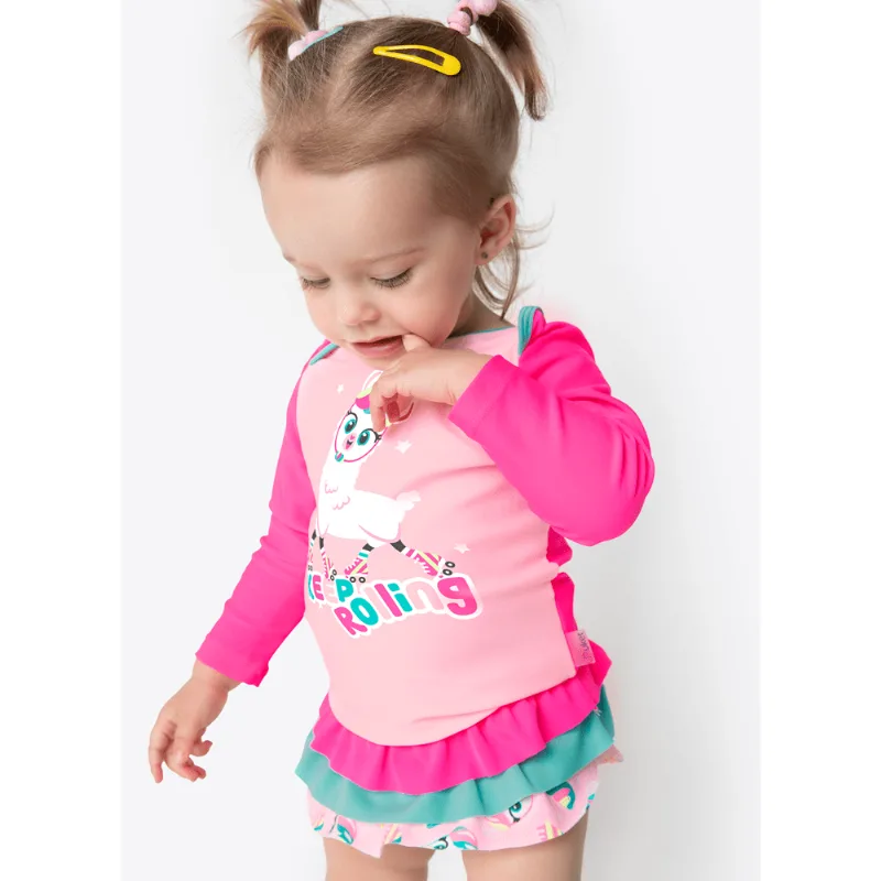Conjunto Camiseta e Calcinha com FPS 50 Baby Lhama 12