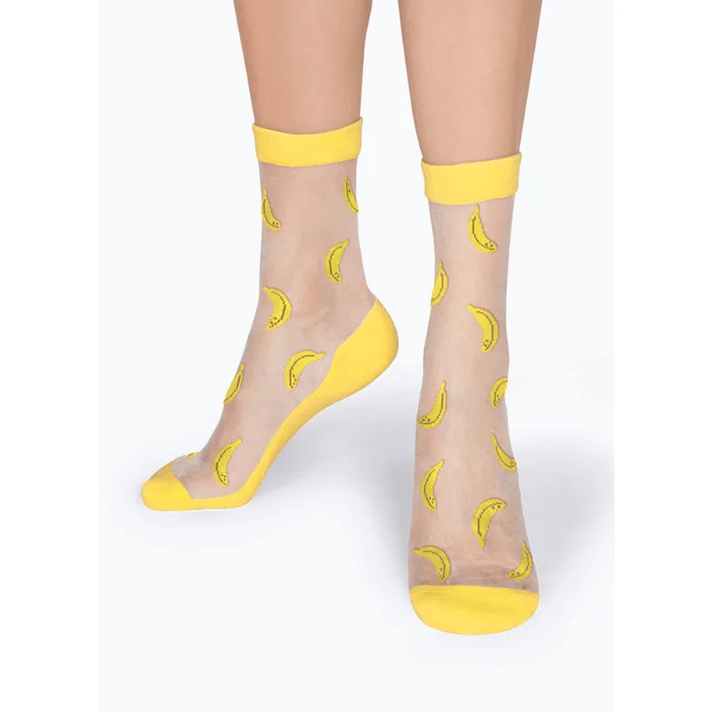 Meia Soquete Menina Transparente Banana