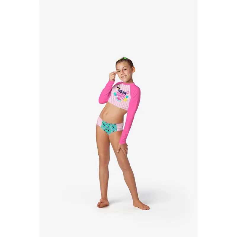 Conjunto Camiseta e Calcinha com FPS 50 Menina Tropical Verde 16