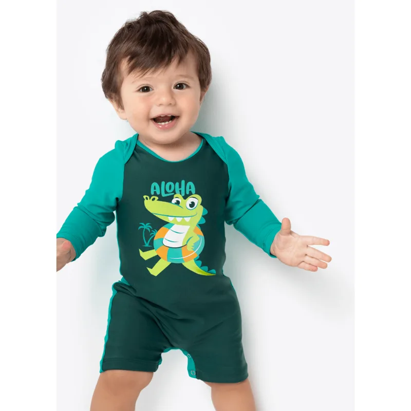 Macacão com Proteção Solar Baby Jacaré 9 A 12 MESES