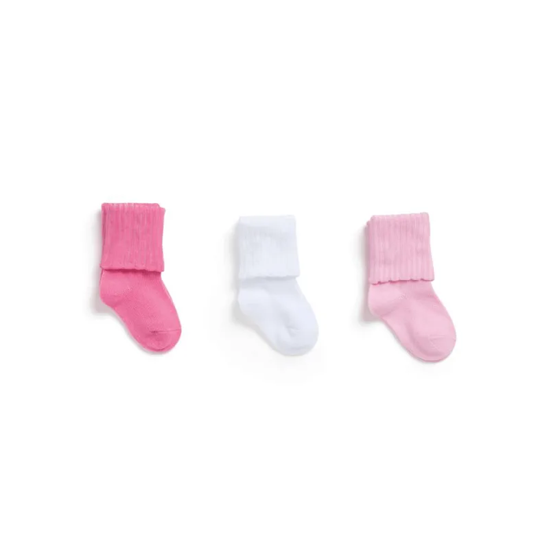 Kit com 3 Meias Bebê Menina Lisa 19 A 22 MESES