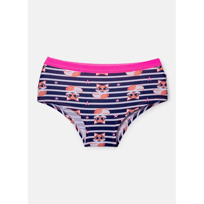 Calcinha Caleçon Algodão Feminina Raposa Azul P