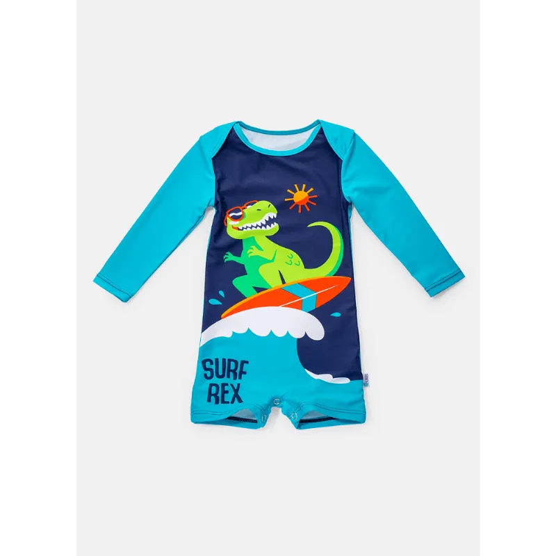 Macacão com Proteção Solar Baby Dino Surf Azul 6