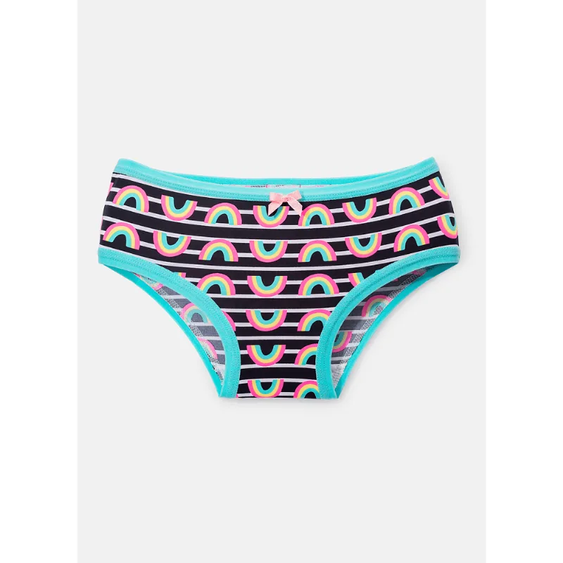 Calcinha Caleçon Microfibra Menina Cisne Rainbow Preto 14