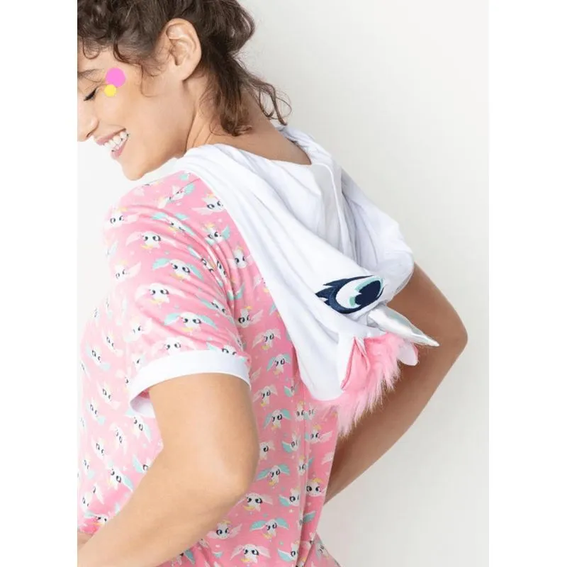 Macacão manga curta feminino unicórnio