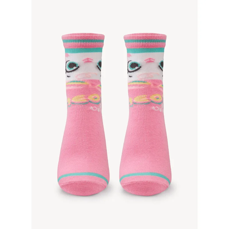 Meia Menina Cano Longo Estampada Gata Meow