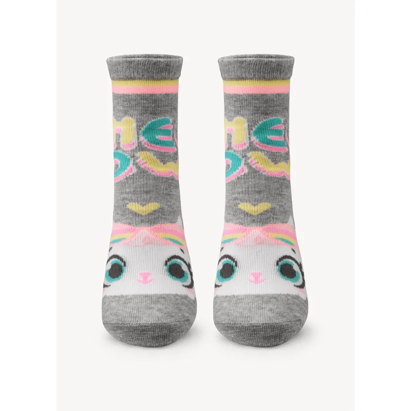 Meia Menina Soquete Cano Médio Gata Meow