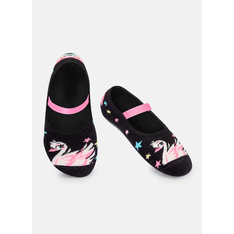 Meia Menina Sapatilha com sola emborrachada Cisne Rainbow 22 A 25