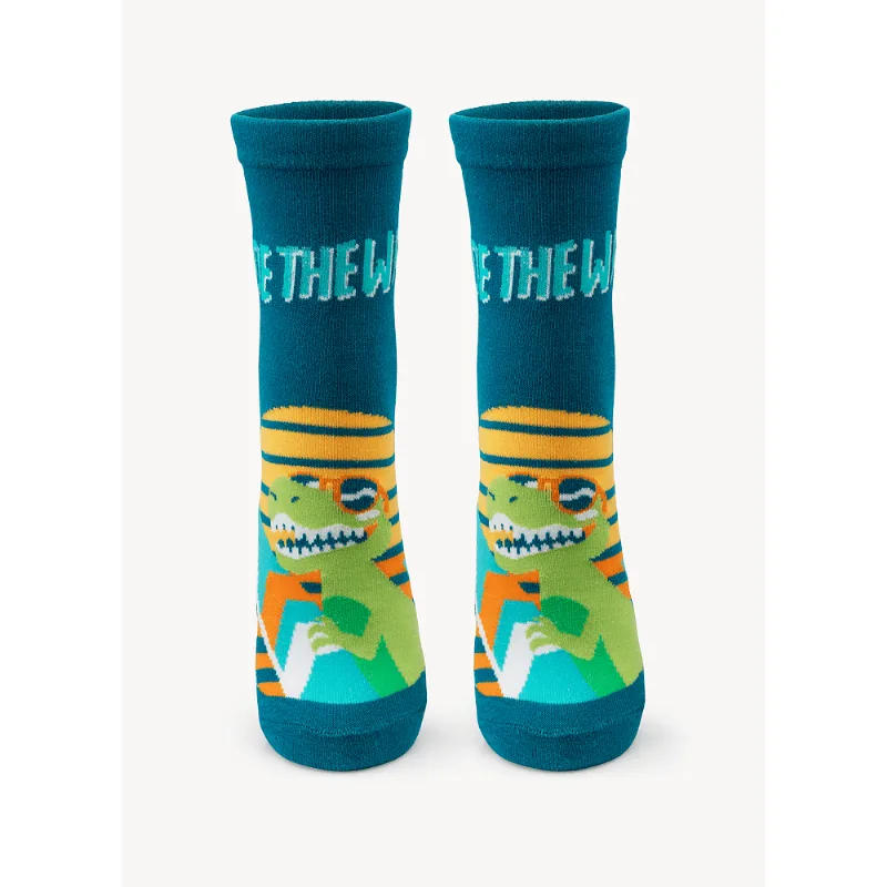 Meia Menino Soquete Cano Médio Dino Surf 34 A 39
