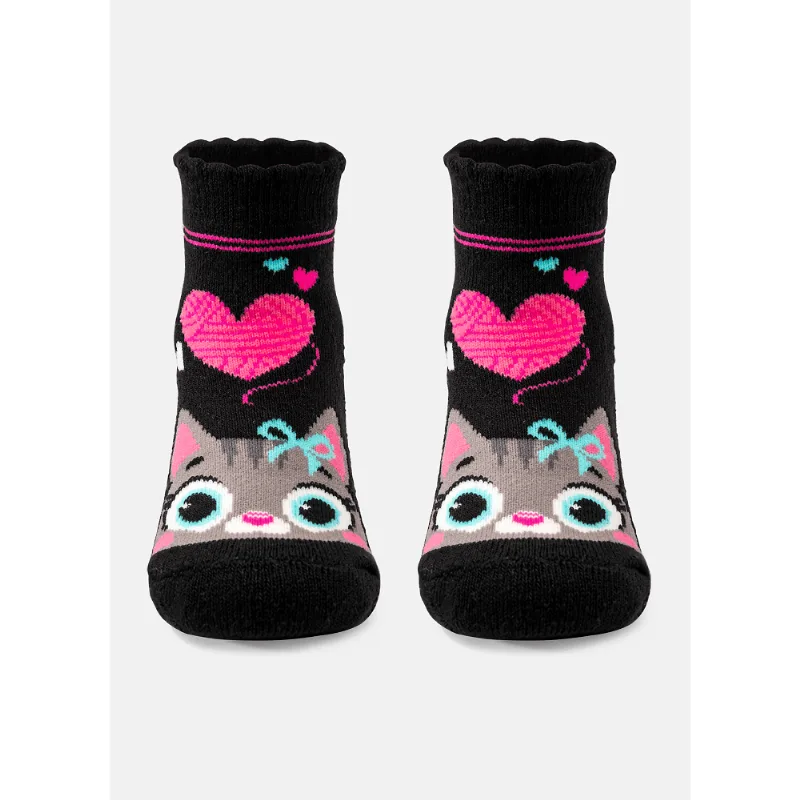 Meia Menina Soquete Antiderrapante Gata Meow