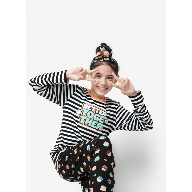 Pijama Manga Longa Viscolycra Menina Coelho Chocolate 4