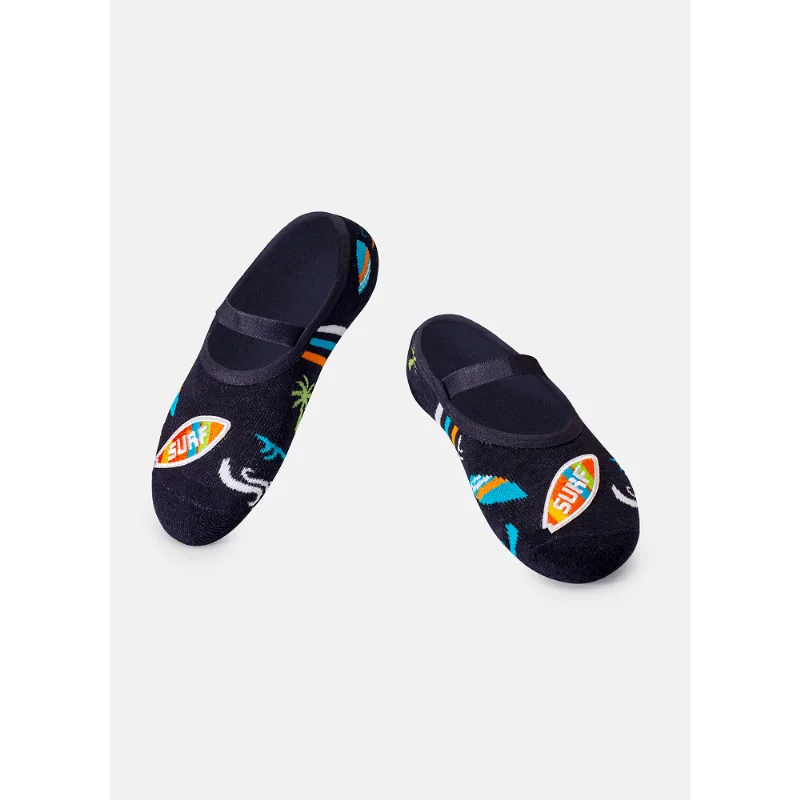 Meia Menino Sapatilha com Antiderrapante e Aplique Dino Surf Azul