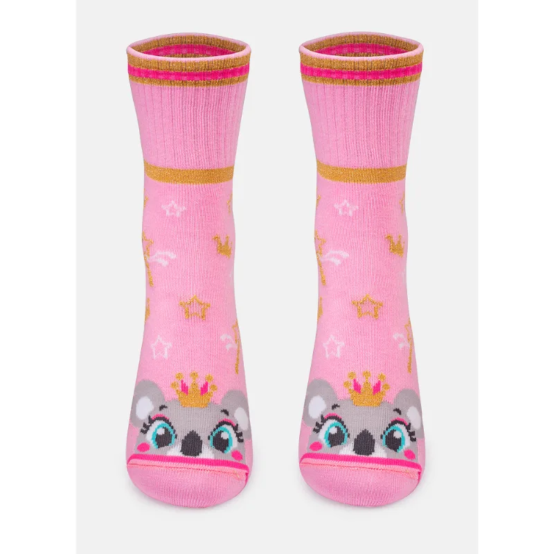 Meia Soquete Menina Coala Princess Rosa