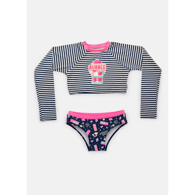 Conjunto Camiseta e Calcinha com Proteção Solar Menina Teen Unicórnio Shine Azul 12