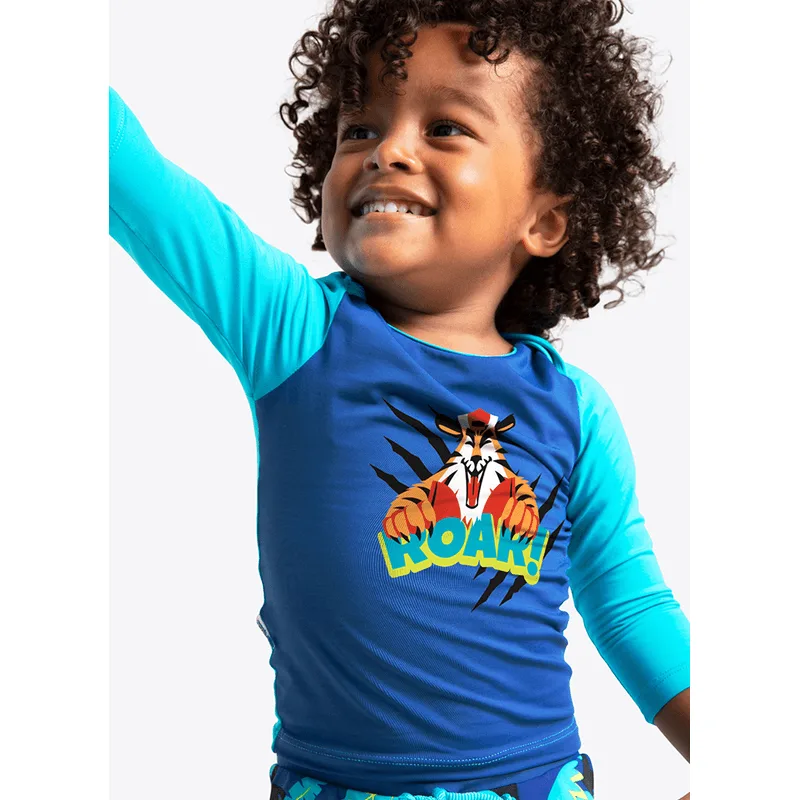 Camiseta Manga Longa com Proteção Solar Bebê Menino Tigre Roar 6 A 9 MESES