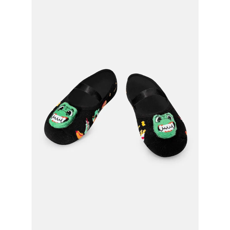 Meia Sapatilha Menino Antiderrapante com LED Dino Food