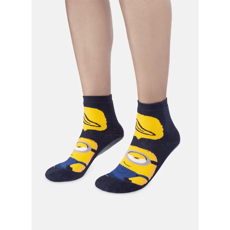 Meia Soquete Adulto Unissex Sola Emborrachada Minions 34 A 36