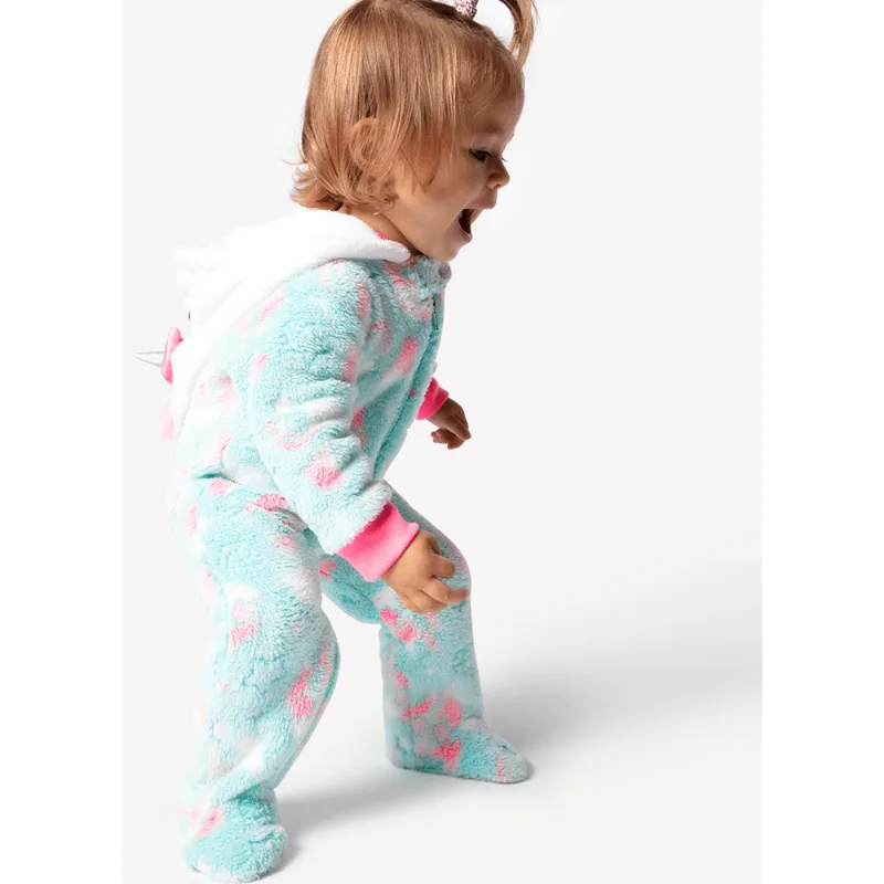 Macacão Manga Longa Bebê Menina Soft Unicórnio Shine Brilha no Escuro Verde 6