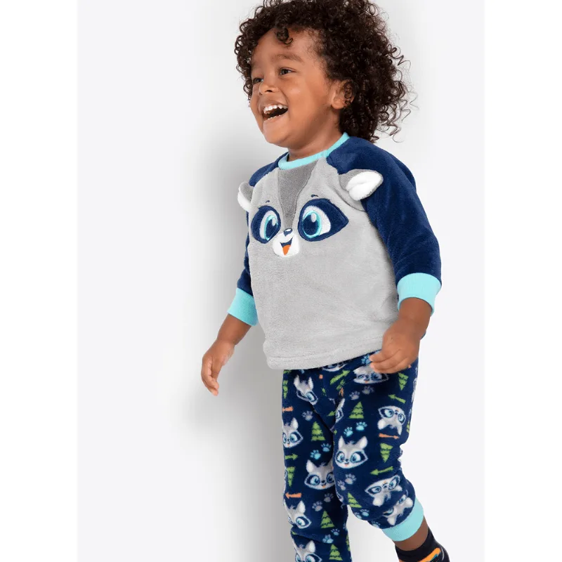 Pijama Manga Longa Bebê Unissex Soft Família Guaxinim 3 A 6 MESES