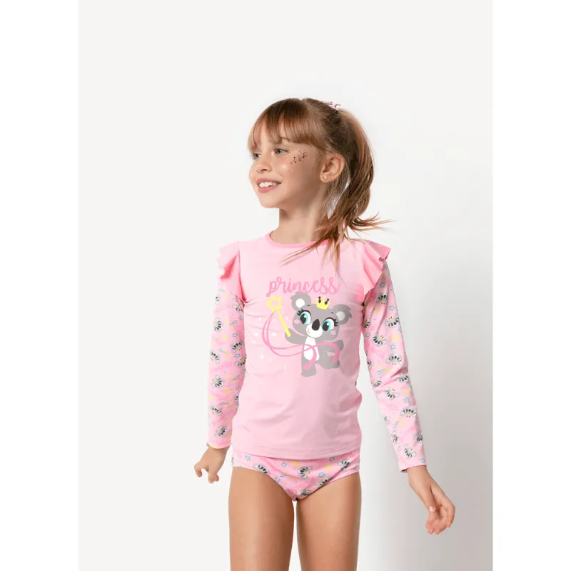 Conjunto Camiseta e Calcinha com Proteção Solar Menina Coala Princess Rosa Conjunto Camiseta e Calcinha com Proteção Solar Menina Coala Princess 8