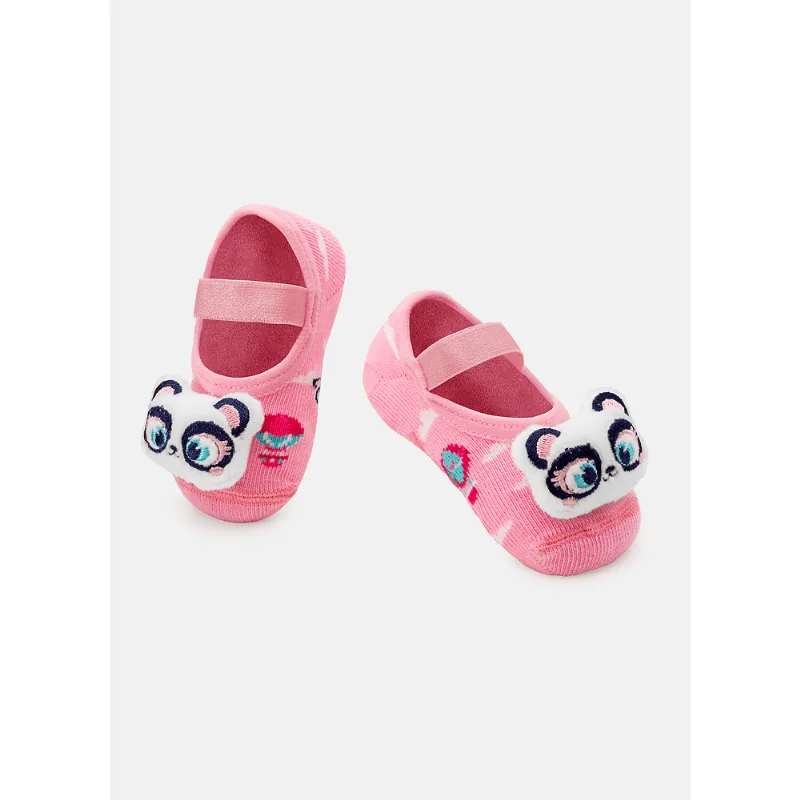 Meia Sapatilha Bebê Menina Antiderrapante Panda 0 A 4 MESES