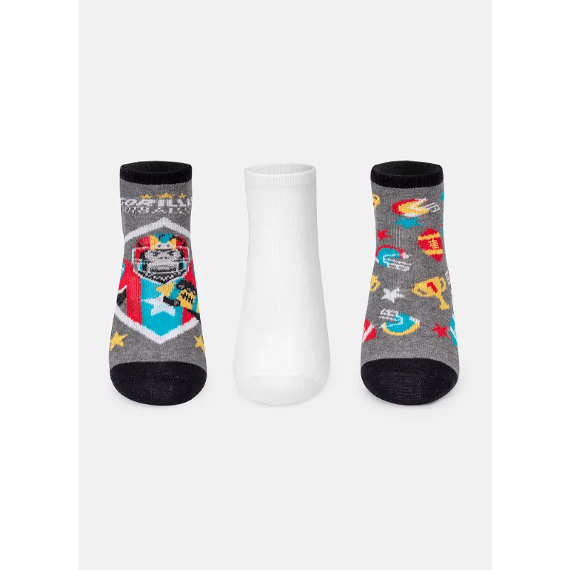 Kit com 3 Meias Micro Menino Gorila