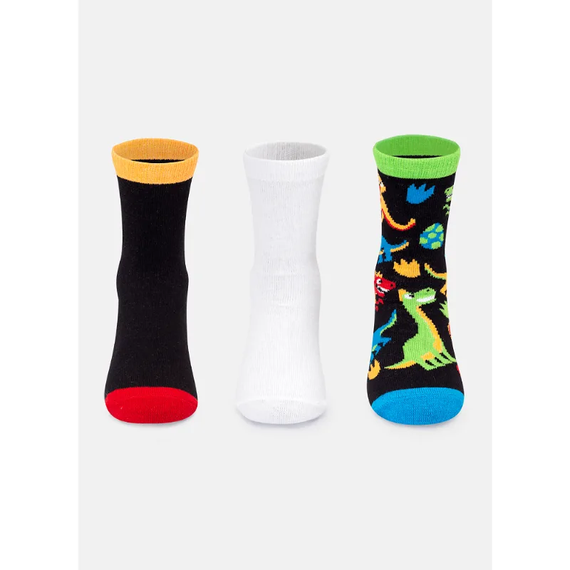 Kit com 3 Meias Soquete Menino Dino
