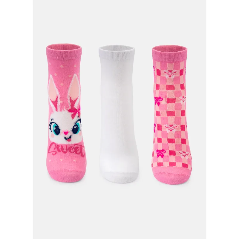 Kit com 3 Meias Micro Feminina Coelha