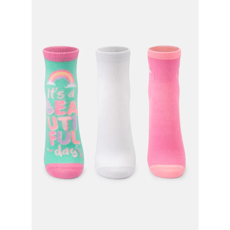 Kit com 3 Meias Micro Feminina Color Block