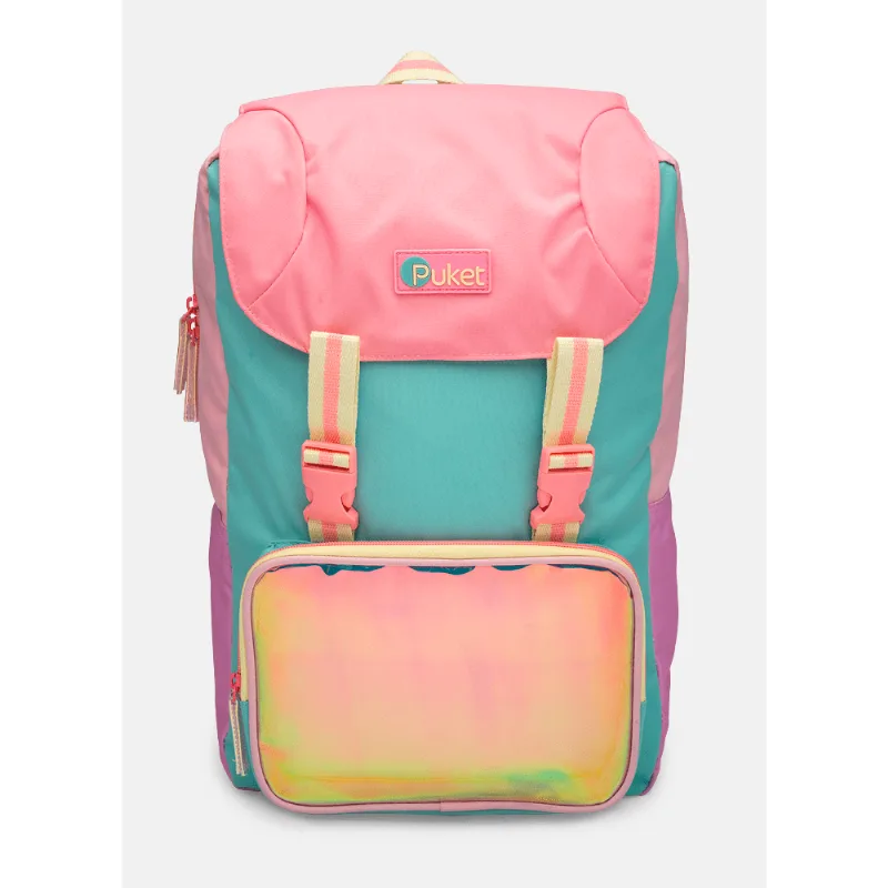 Mochila de Costas com Fecho Color Block