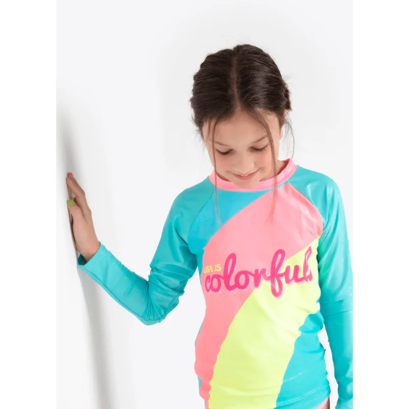 Camiseta Praia com Proteção Solar Menina Teen Unicórnio Colorful 12